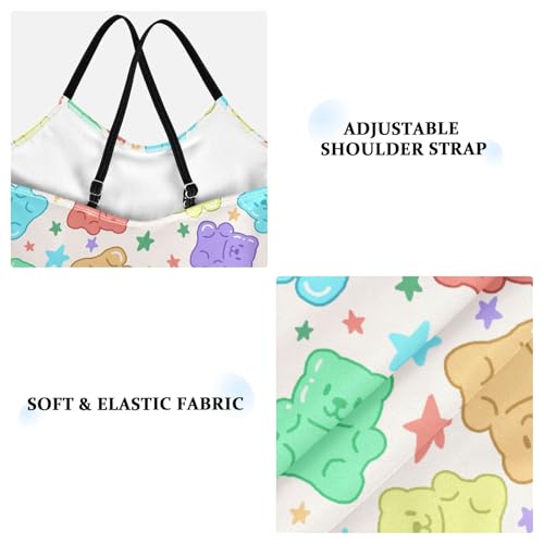 Girls One Piece Swimsuits Colorful Cute Gummy Bears Cute Swimwear Bathing Suits 3-10T3