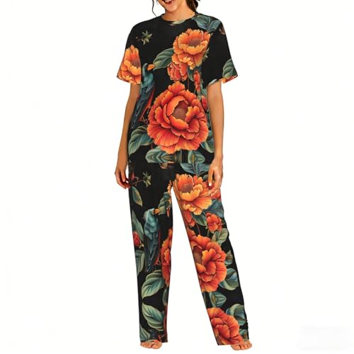 Pyjama confortable femme avec imprimé oiseaux pour vos moments cocooning