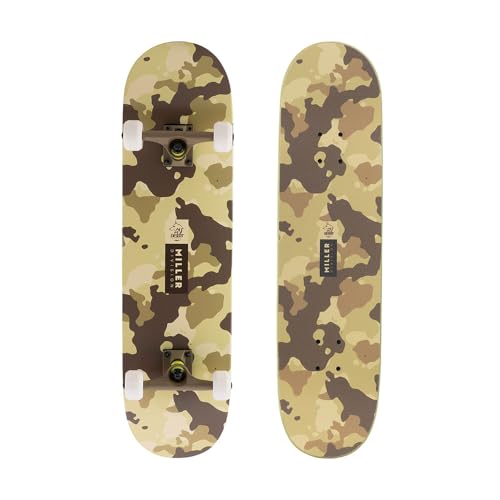 Miller - Skateboard Desert - Monopatín Skate Niño, Niña, Adultos - 8,25' x 32' - Ejes Steel - Ruedas Creek SHR Uretano 53mm 100a - ABEC 7 Carbon Steel