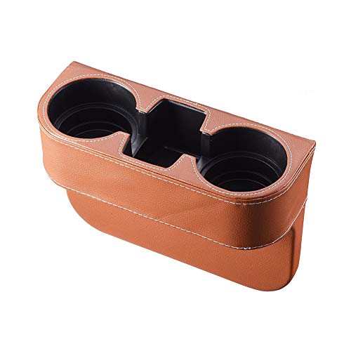 Image of Brown Multifunctional Car Cup Holder Car Seat Organizer Gap Filler Bottle Phone Storage Organizer