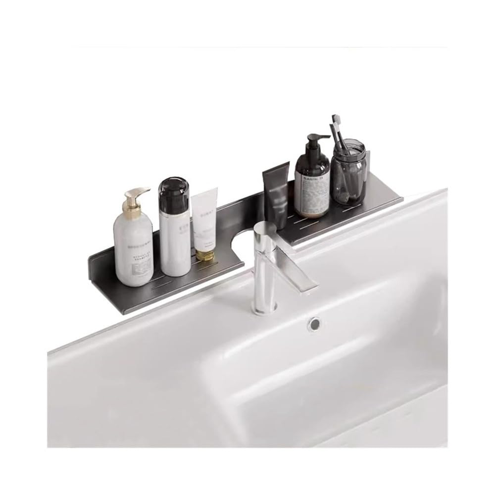 SDGBCXD bathroom shelves, Over Faucet Bathroom Sink Shelf, No Drilling U-Shaped Countertop Storage Rack, Thickened Aluminum(90CM)