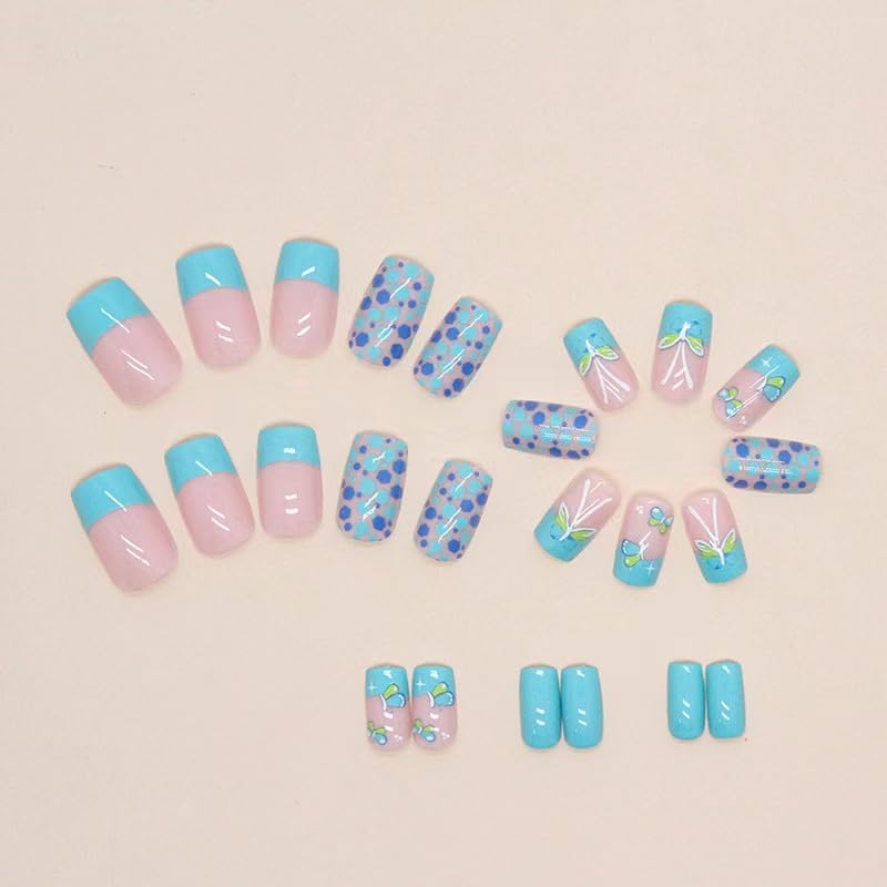 Miniatura 3 de Lindas uñas postizas cuadradas de longitud media con purpurina brillante con diseños de diamantes de imitación 3D, lindas uñas postizas kawaii 24