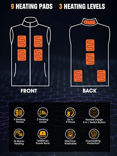 Judrt Men's Heated Vest With Battery Pack, Lightweight Down Rechargeable Electric Heated Apparel With 9 Heating Panels-M #TOP1