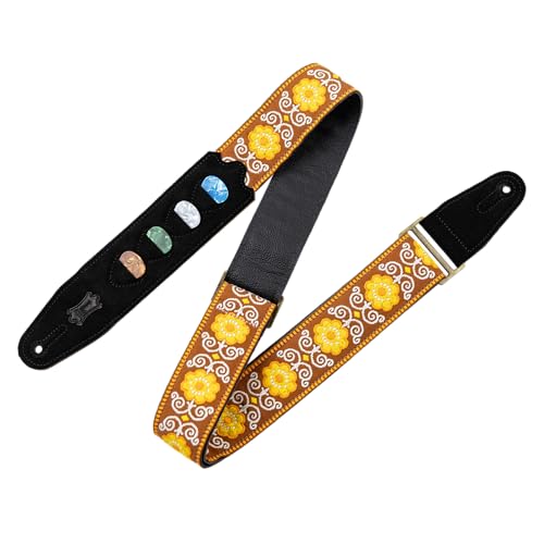 Sangle de guitare jacquard Levy's Leathers M8HTVPH-27 jaune de 5cm de large