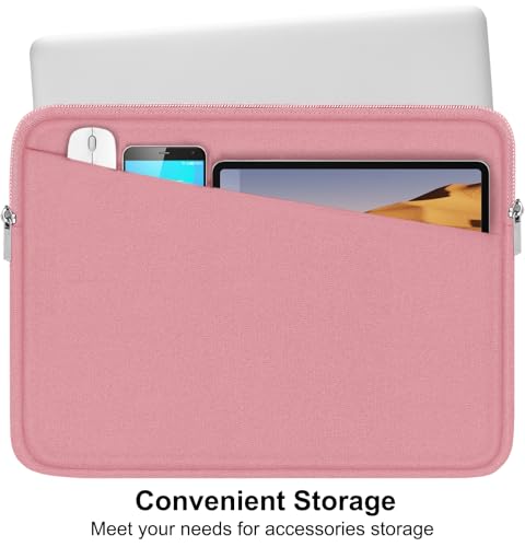 Image of 15.6 inch Laptop Case, Slim Computer Carrying Bag Protective Cover Briefcase with Front Pocket, Durable Laptop Sleeve for 15-16 Inch HP, Dell, Lenovo, Asus- Red Pink