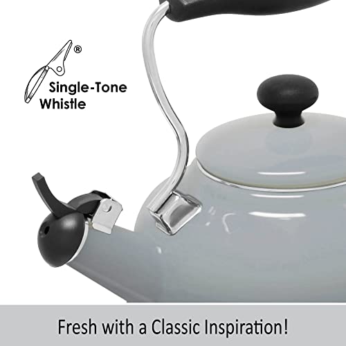 Chantal Vintage Enamel On Steel Whistling Teakettle, 1.7 Quart, Fade Grey, (37-Lake-Om Fg) #TOP4