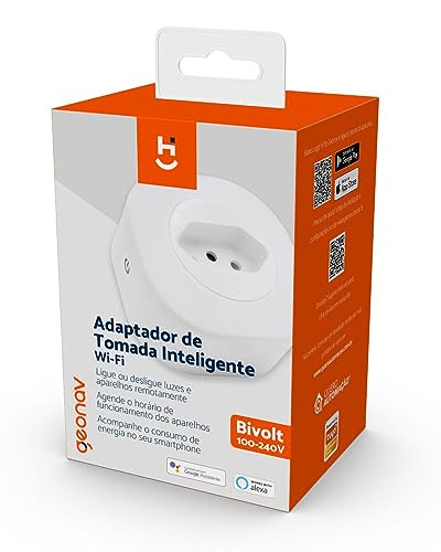 HI by Geonav, Adaptador de Tomada Inteligente 10A, Wi-Fi, Aplicativo, Bivolt, HISP10ABV, compatível