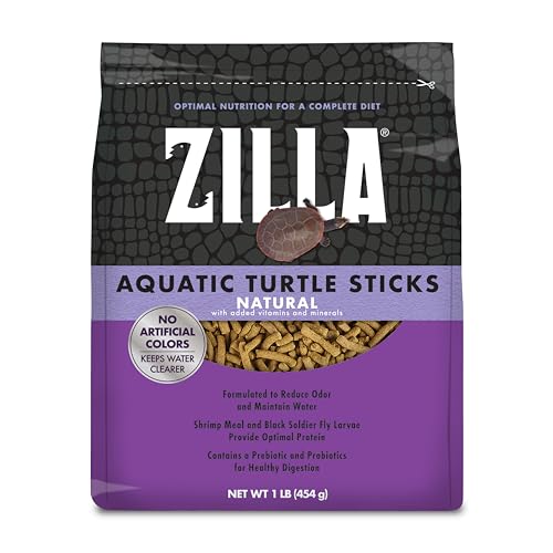 Zilla Pet Aquatic Turtle Sticks, Natural with Added Vitamins and Minerals, Nutrient-Rich Floating Food for Turtles, 1 lb