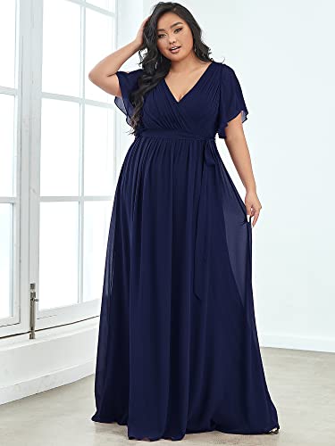 Image of Ever-Pretty Plus Women's Chiffon Maxi Plus Size Formal Bridesmaid Dresses