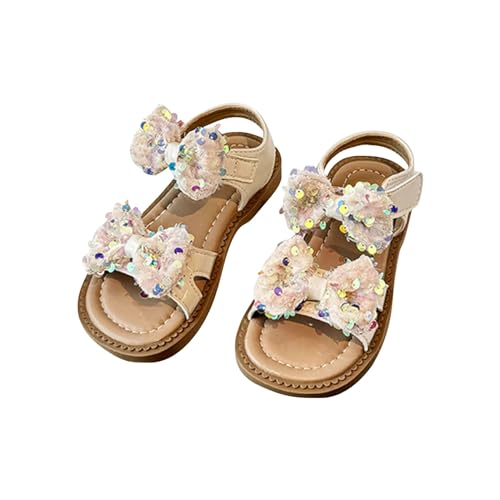 Girls Sequins Fashion Sandals Summer Children Beach Pearl Soft Sole Girls Sandals Bowknot Princess Dress Outdoor Shoes