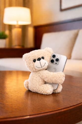 Image of Cute Teddy Bear Plush Slap Bracelet, Beige, Soft Fluffy Wristband, Hugging Bear Wrap Bracelet, Kids Gift