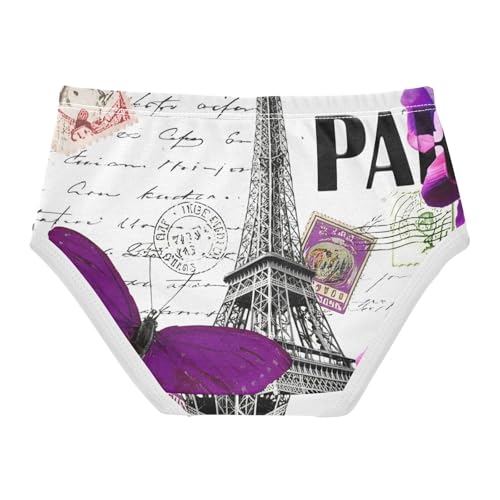 Vintage Collage Eiffel Tower Panties for Girl Toddler Girls Underwear Cotton Fun Print Kids Briefs Undies 2t2