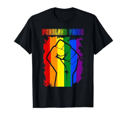 Portland Oregon LGBT Pride Month LGBTQ Rainbow Flag For Gay T-Shirt