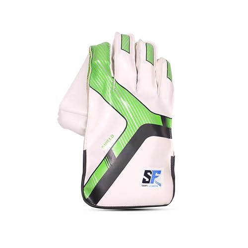 Image of Shield Cricket Wicket Keeping Gloves RECOMMANDED for Leather Ball for Men in Green Colour (Green)