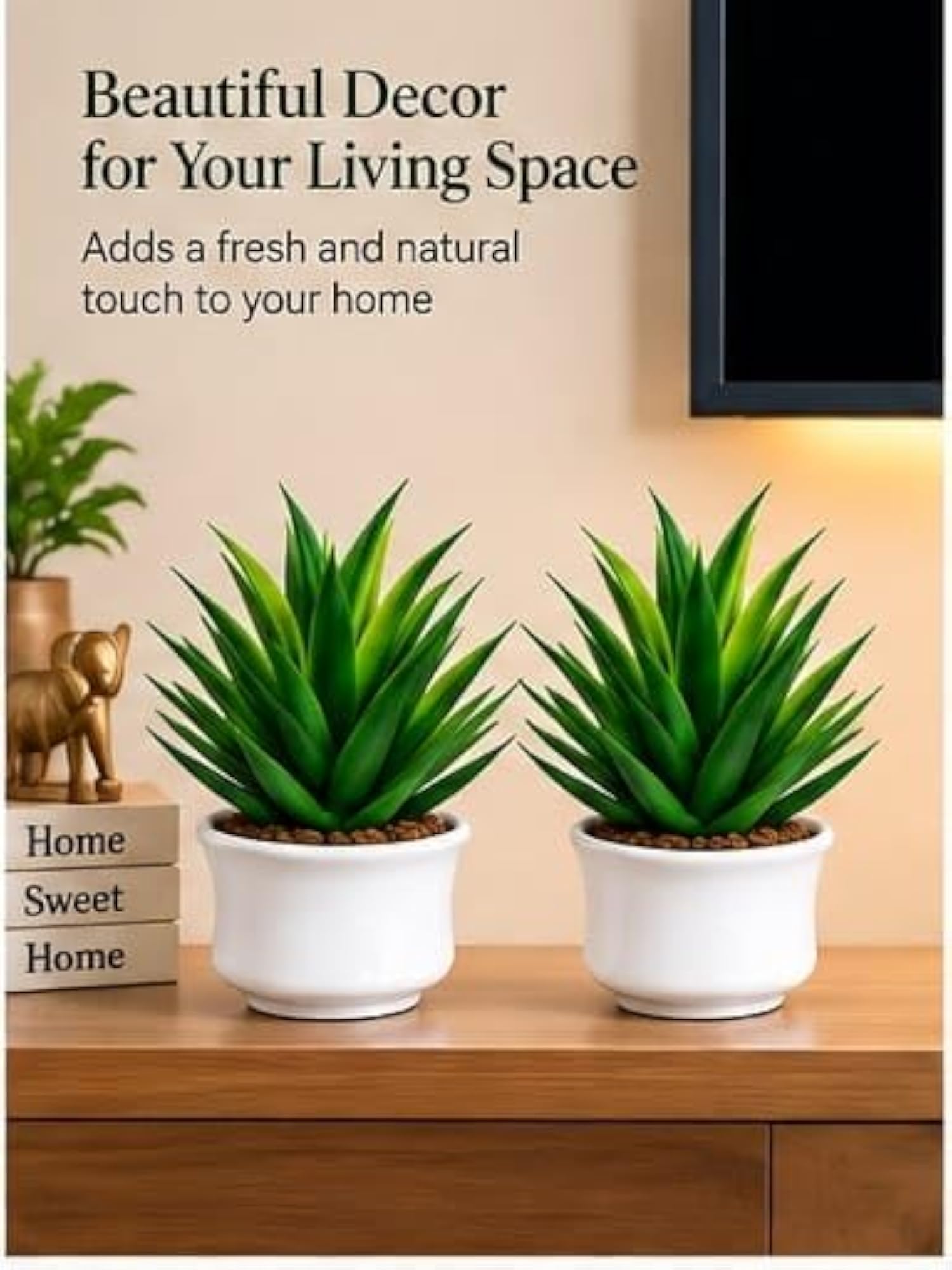 Artificial Plant with Pot, Green Pack of 2