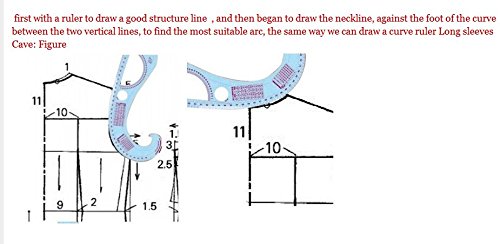 Miniatura 3 de HONEYSEW Herramientas de costura, regla transparente, regla de plástico suave en forma de coma, regla de diseño de estilo, curva francesa, escala de