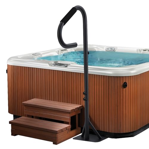 GarveeLife Hot Tub Handrail 360 Rotatable Spa Side Handrail with 3557 in Adjustable Height Hot Tub Hand Rail with Slide-Under Base and Non-Slip Grip for Indoor & Outdoor 600 LBS Capacity