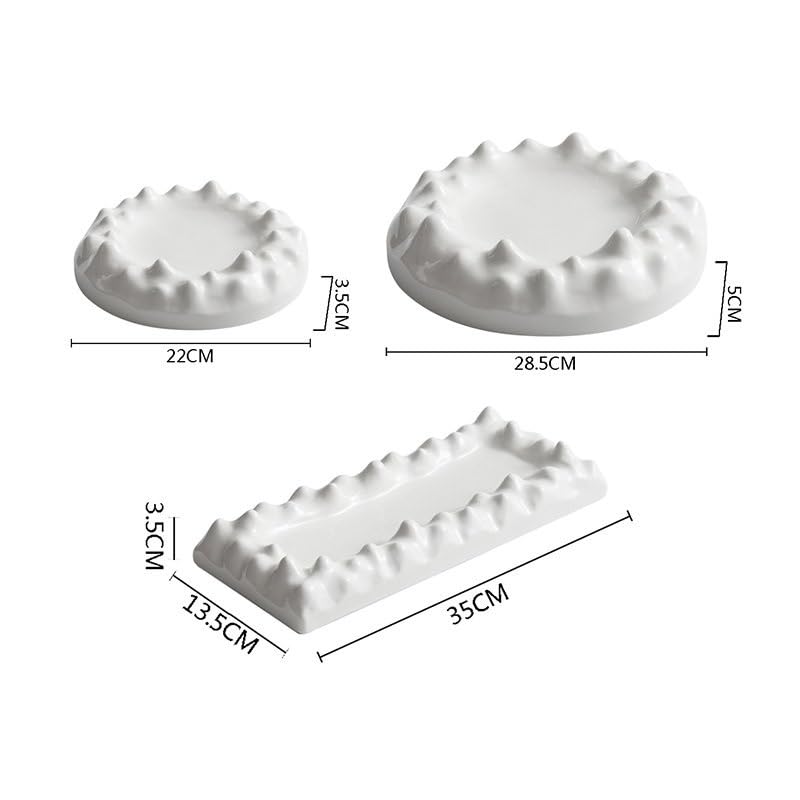 Talerze Ceramiczne Talerze Obiadowe Kreatywne Nieregularna Tekstura Gruby Talerz Do Zupy Talerz Deserowy Talerz Do Makaronu Sushi Talerze Restauracyjne Talerze Obiadowe，B 13.7 Inch