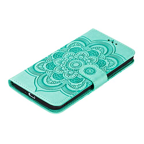 Coque Moto E6 Play en cuir vert avec support et porte-cartes