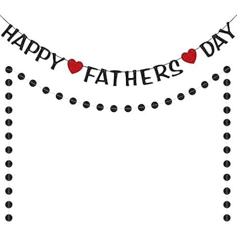 Happy Fathers Day Banner | Father's Day Decorations| Black Glitter Father's Day Banner | Father's Day Party Decorations | Fathers Day Party Backdrop (Black) Cover