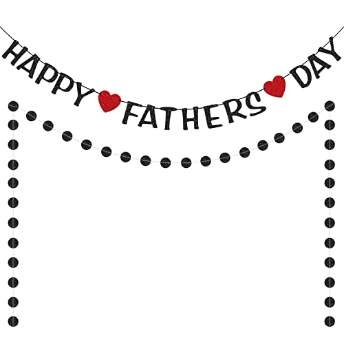 Happy Fathers Day Banner | Father's Day Decorations| Black Glitter Father's Day Banner | Father's Day Party Decorations | Fathers Day Party Backdrop (Black)