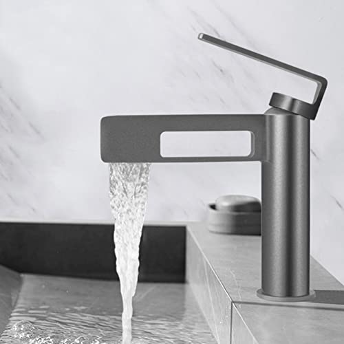 Robinet mitigeur cascade gris de salle de bain pour vasque moderne et routine bien-être