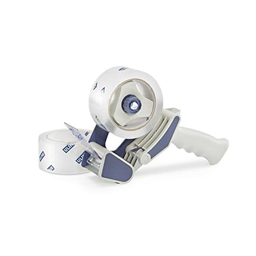 Uline Industrial Plus Shipping Packaging Tape with Top Gun Dispenser, with Two 2 Inches X 55 Yd