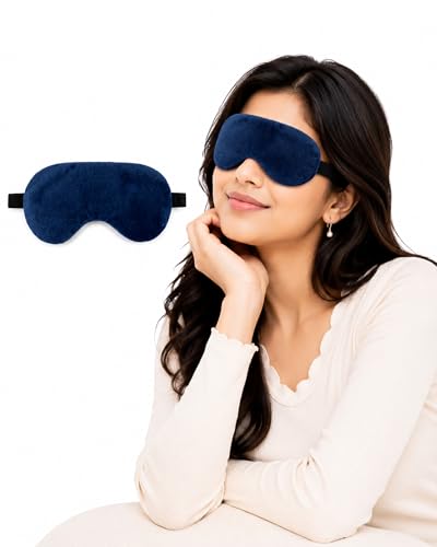 Image of Travelling Sleep Mask Light Blocking Sleeping Eye Mask With Elastic Strap For Deep Sleep, Travel, Meditation, Nap, Airplane And Office Rest Use Blind Fold For Comfortable Sleeping [Blue] (Pack Of 2)
