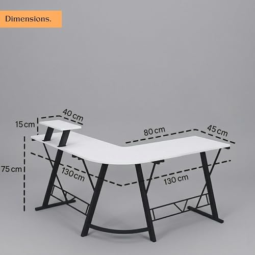Image of Klaxon Office Table for Home | Workstation Table Desk (FD - Christo) (Gaming Ironstone White DIY)