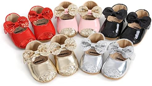 myppgg Baby Girls Mary Jane Flats Sparkly Bowknot Princess Dress Crib Shoes Review | Image 1