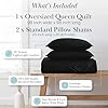 Southshore Fine Living, Inc. Quilts Queen Size Sets, Full Quilt Bedding Set, Pet Hair Resistant Bedding Coverlet Queen Size, Full Size Quilt, Microfiber Comforter with 2 Pillow Shams, Black Quilts
