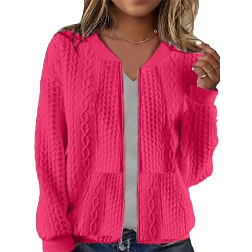 Image of Womens Full Zip Up Cardigan Sweater Casual Solid Long Sleeve Sweatshirt Coat with Pocket