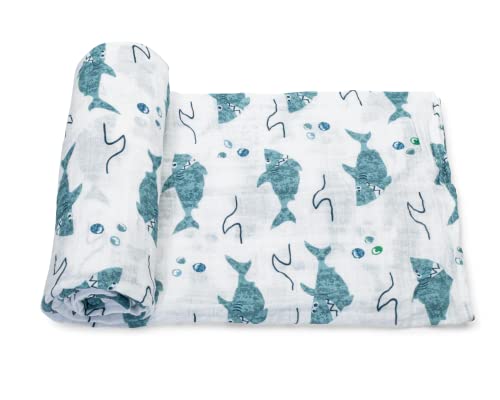Image of ADDISON BELLE Baby Swaddle Blanket - 100% Muslin Cotton Unisex Soft Swaddle Wrap for Baby Boys or Girl - Neutral Newborn Receiving Blankets - Nursery Swaddling for Babies - 47” x 47” (Shark)