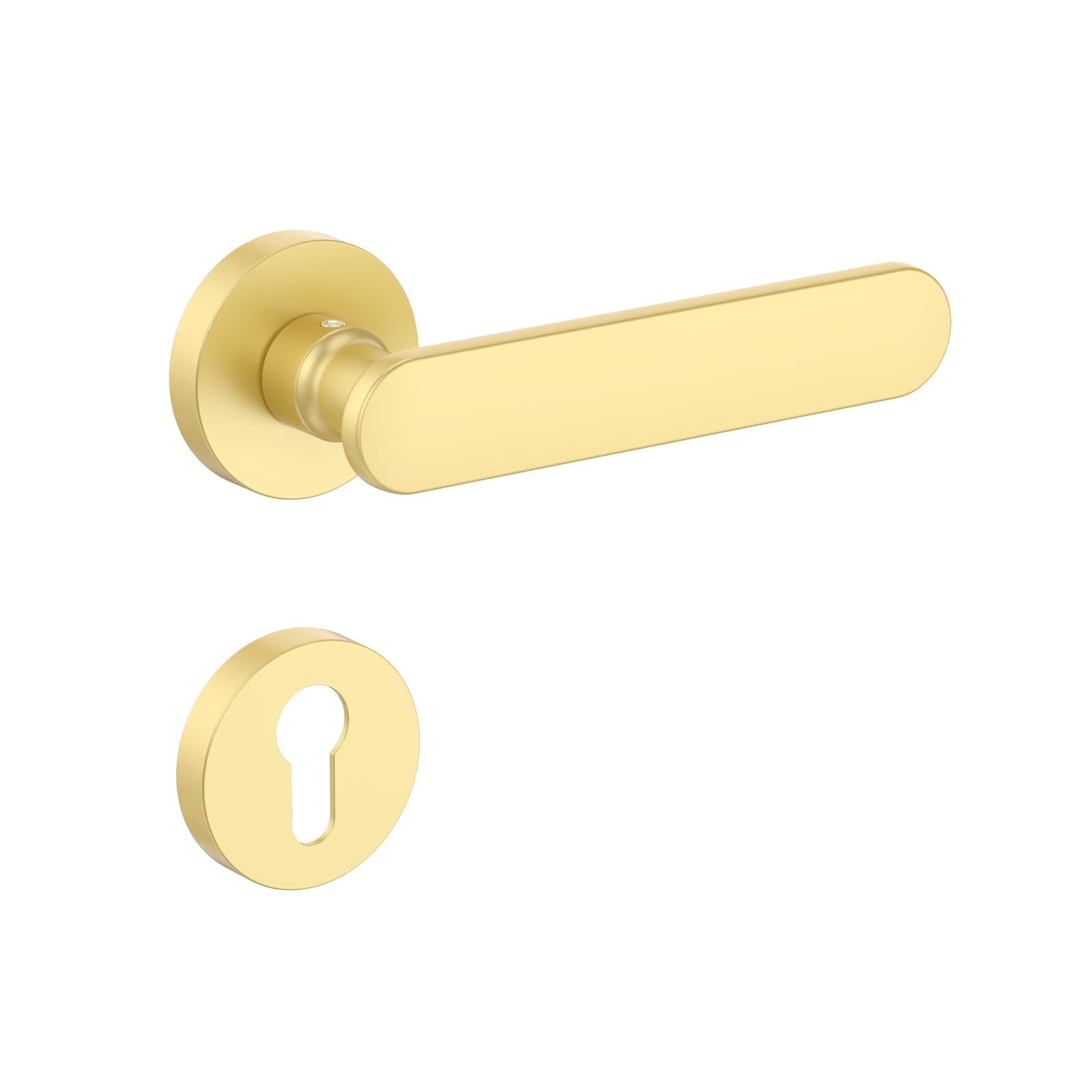 Amerdeco Manilla de Puerta Dorado de Aluminio – Conjunto PZ para Puerta Principal, Manilla Puerta de Entrada Blindada UK0054