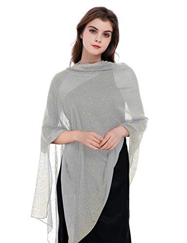 BANETTETA Silver Shawls and Wraps for Evening Dresses Shawl Wraps for Women Dress Cover up Formal Silver Shawl Dressy Shawls and Wraps for Evening Wear (Light Gray)