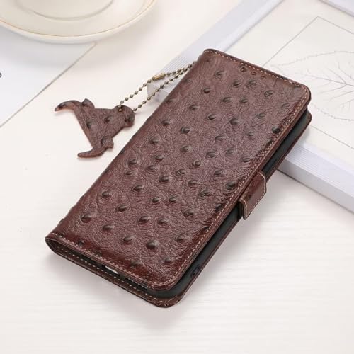 Coque OnePlus 12 portefeuille marron en cuir avec emplacements cartes