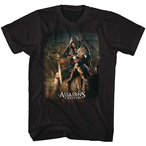 Assassin's Creed IV Action-Adventure Video Game Barrel O' Fun - Camiseta para adulto - Negro - XX-Alto