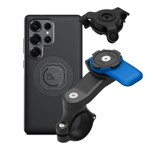 Image of Quad Lock Motorcycle Handlebar Mount Kit with Vibration Dampener and MAG Phone Case for Samsung Galaxy S25 Ultra