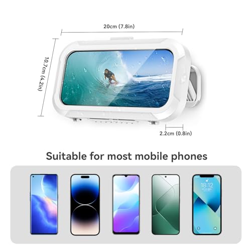 HAOJOYFUN Handyhalter für die Dusche – Wasserdichter Handyhalter 480° drehbar, HD-Touchscreen mit hoher Empfindlichkeit, Sicher und Stabil, Einfach zu montieren, Ideal für Badezimmer und Küche