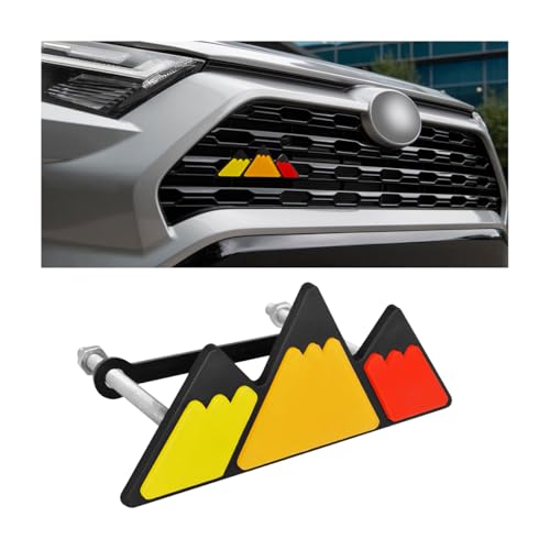 Image of HZEL Car Grille Decor Badge, Tri-Color Emblem Auto Grid Insert Trims Decals, Vehicle Front Mesh Grille Label Decoration Sticker Accessories, Compatible with Sequoia 4-Runner High-Lander (Style B)