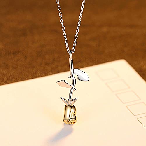 Collier fleur rose pour femmes, le cadeau idéal et romantique
