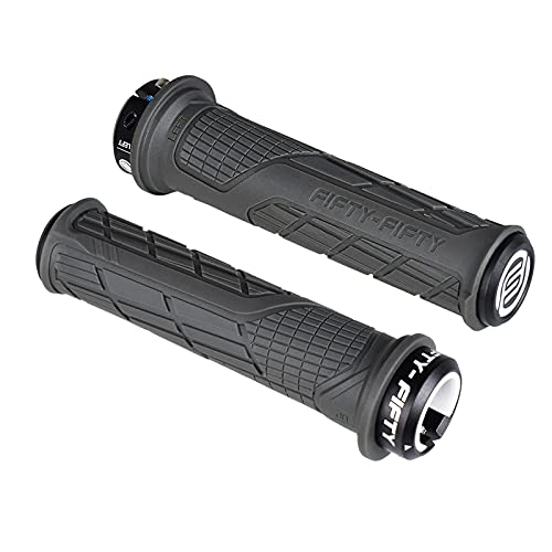 FIFTY-FIFTY Mountain Bike Handlebar Grips, Single Lock-on MTB Grips, Comfortable and Lock On, Non-Slip Bicycle Handle, Fit for All Mountain, Enduro, Downhill (Grey)
