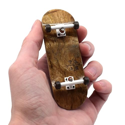 Teak Tuning 32mm Pro Fingerboard Complete - Fully Assembled with Pro Level Components - Pro Shaped Wooden Deck (32x97mm), UltraSpin Bearing Wheels, Prodigy Gen2 Trucks - Toasted Smores