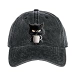 Feral but Fashionable-Cat Coffee Cap,Vintage Low Profile Cotton Baseball Hat,Lightweight Breathable Adjustable Caps (US, Alpha, One Size, Black)