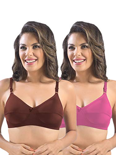 Image of SONARI Womens Cotton Everyday Bra | Non Padded, Wire Free, Comfortable Bra with Seamed Cups | Medium Coverage, Hook and Eye Closure for Everyday Wear | Adjustable Strap for a Customized Fit - Loreal