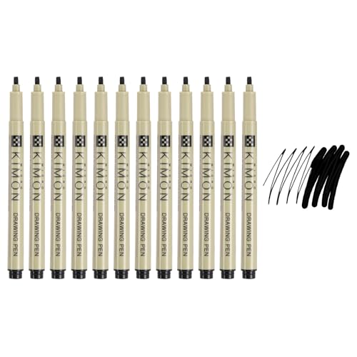 PATIKIL Fineliner Pens, 3mm Bold Tips Drawing Pen Waterproof Inking Markers Liner Artist Watercolor Supplies Drawing Kit for Adult Sketching Journaling, Pack of 12