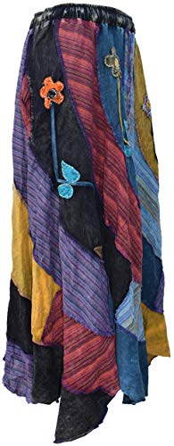 Gheri Womens Patchwork Gypsy Printed Flower Embroidery Hippy Skirt B - Image 2