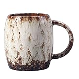 CASLONEE Pretty 16 oz Ceramic Coffee Mugs Tea Milk Cup Unique Kiln Altered Glaze Porcelain Mug for Home/Office Dishwasher and Microwave Safe (White)