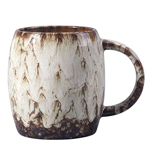 Caslonee Pretty 16 Oz Ceramic Coffee Mugs Tea Milk Cup Unique Kiln Altered Glaze Porcelain Mug For Home/Office Dishwasher And Microwave Safe (White) #TOP4