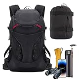 Mochila de camping genérica, de gran capacidad, plegable, 28 litros, mochila de envío impermeable, para hombres, mujeres y familias, senderismo, playa, y al aire libre versátil, Negro, Se